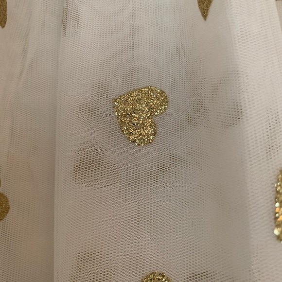 H&M Girls Cream with Gold Sparkle Heart Detail Twill Skirt (9-10 yrs) - Picture 4 of 6